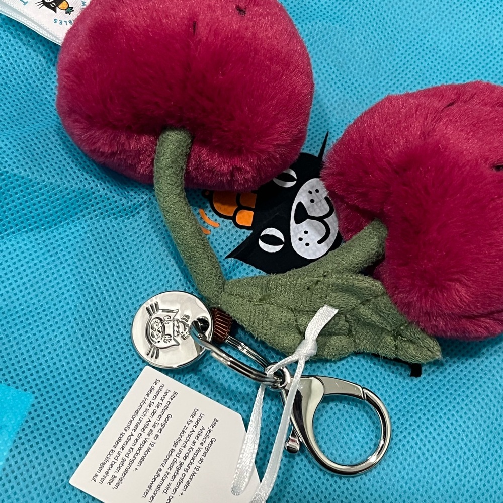 Jellycat Amuseables Cherries Bag Charm-6.3" With Dust Bag 100%Authentic NWT - Picture 2 of 4